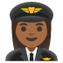 woman pilot, medium-dark skin tone